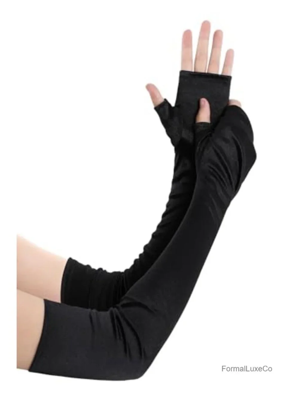 Women's Satin Fingerless Long Opera Gloves Stretch Fit Vintage Costume Accessory